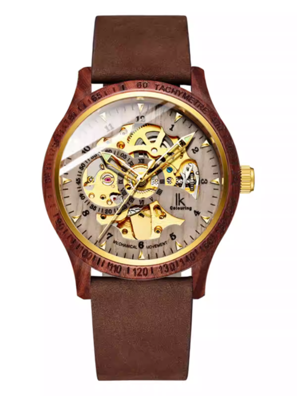 Wooden watch, automatic men's mechanical watch, waterproof, stylish, luminous, trendy, hollowed-out wood.